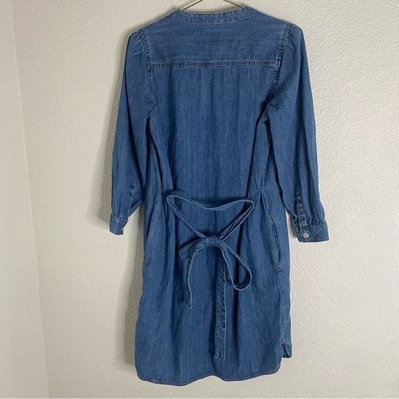 Gap Denim Popover Shirt Dress Tie Waist Size Small - Picture 6 of 6